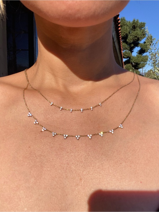 Nadri Jewelry - Dainty Gold plated Layered Necklace with Sparkling Triangle Cubic Zirconia